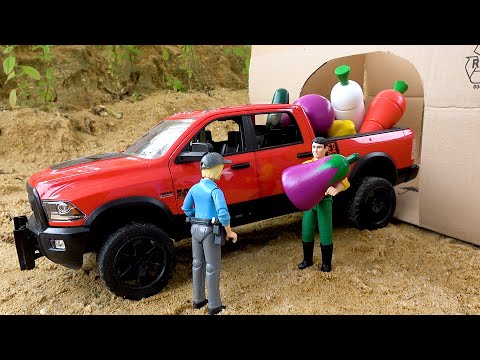 Rescue truck with police cars fire truck and ambulance in the cave - Toy car story
