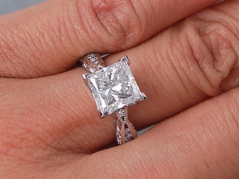 2.83 ctw Diamond Engagement Ring - Princess Cut F SI2 | BigDiamondsUSA