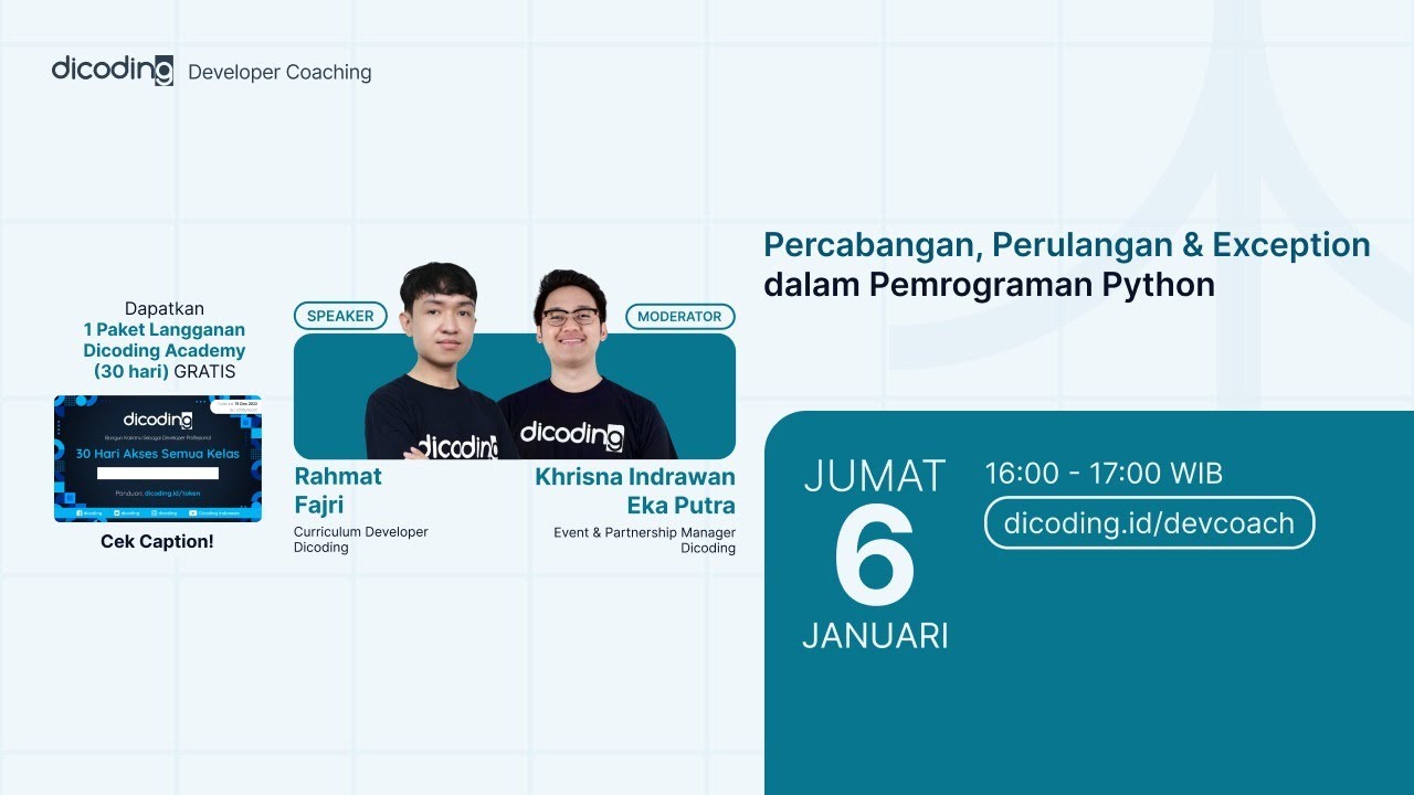 DevCoaching #79 : Machine Learning | Percabangan, Perulangan & Exception dalam Pemrograman Python