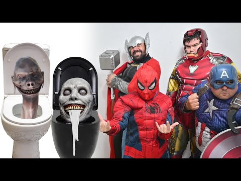 Superheroes and Scary Skibidi Toilet