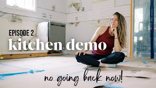 Kitchen demo begins...  | Ep 2 KITCHEN RENOVATION | Assembling our Cabinet Joint cabinets