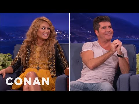 Paulina Rubio Fed Simon Cowell Bull Testicles - CONAN on TBS