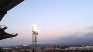 Helicopter flying over the angel game