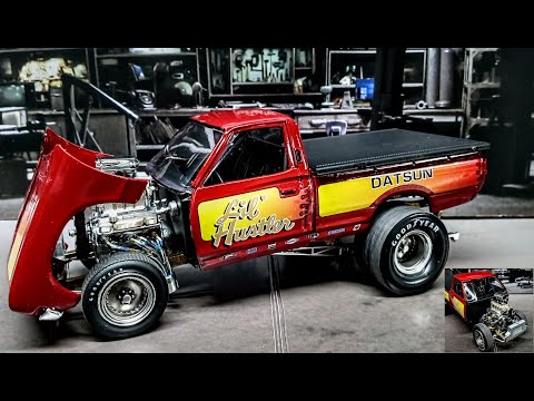 1975 Datsun Lil Hustler Drag Truck 1/25 Scale Model Kit Build How To Assemble Paint Engine Decals