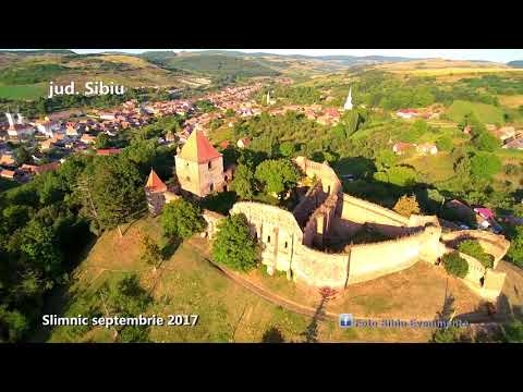 Cetatea si comuna Slimnic vazute din drona/Slimnic Fortress