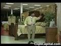 Funny guy doing a rap commercial for his furniture store