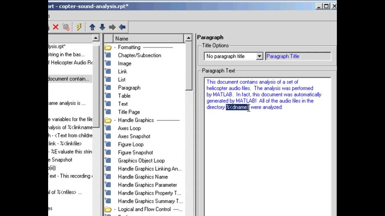 Working with MATLAB Report Components