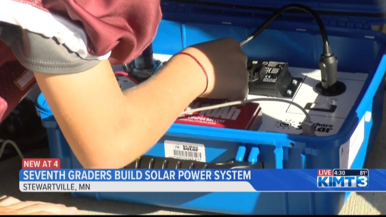 Stewartville Middle School students prepare solar powered suitcases for a trip overseas