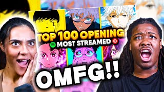 ANIME NOOBS FIRST TIME REACTING TO "Top 100 Most Streamed Anime Openings of All Time" (SO AMAZING!)