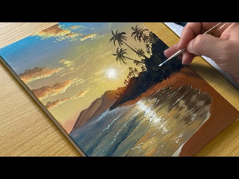 Paint a Stunning Tropical Sunset - Easy Beach Landscape for Beginners