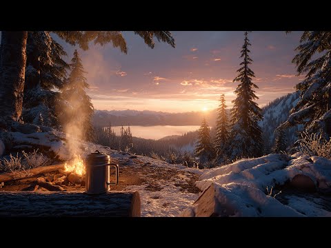 ☀️ Coffee at Sunrise ☕ | Campfire Ambience & Birds Singing | 3-Hour ASMR