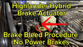 Highlander Hybrid Brake Actuator replacement. C1253. Brake bleeding. No power brakes.