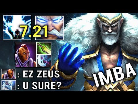 NEW 7.21 IMBA Zeus Global Static Field 12% Shock vs AM and Tinker Crazy Nimbus Combo Dota 2