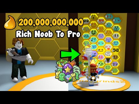 Rich Noob VS Bee Swarm Simulator #7! Made 200 Billion Honey! Got 45 Bees! Roblox