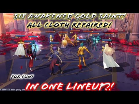 Saint Seiya: Awakening - Six Awakened Gold Saint with Repair Cloth in One Lineup! In PvP Fun test!