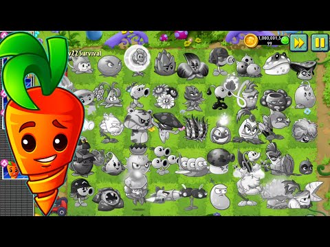 PvZ2 Survival - All Best Plants (Free, Premium, Chinese) Burned & Intensive Carrot