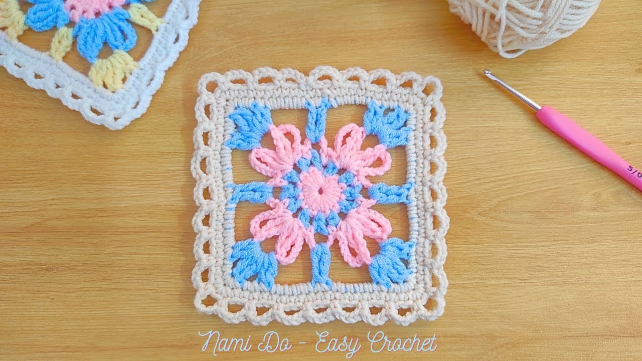 Granny Square _Step by step tutorial #crochetpattern #howtocrochet #crochet