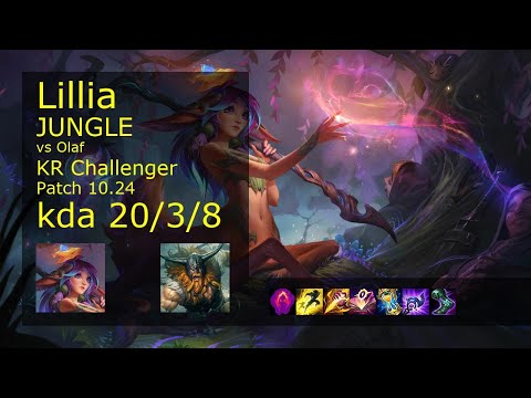 Lillia vs Olaf Jungle - KR Challenger 20/3/8 Patch 10.24 Gameplay // [롤] 릴리아 vs 올라프 정글