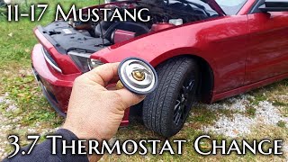 11-17 Ford Mustang 3.7 V6 Thermostat Change Removal & Installation