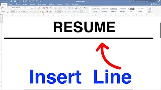 How To Put Line In Resume In Word