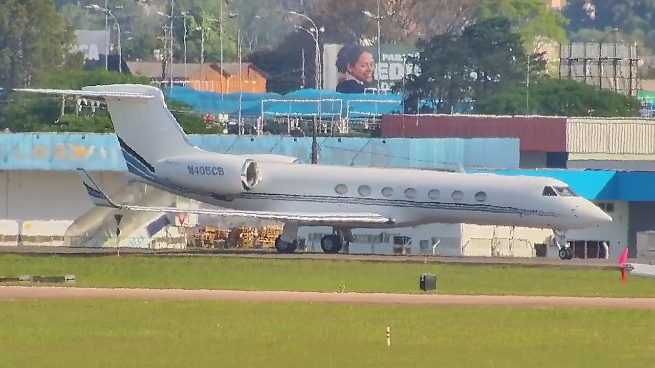 Bruno Mars chegando em Curitiba a bordo de um Gulfstream G550 (N405CB)