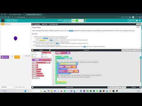 Code.org - CS Discoveries - Unit 3: Interactive Animations & Games: Lesson 17: Mouse input: Level 4