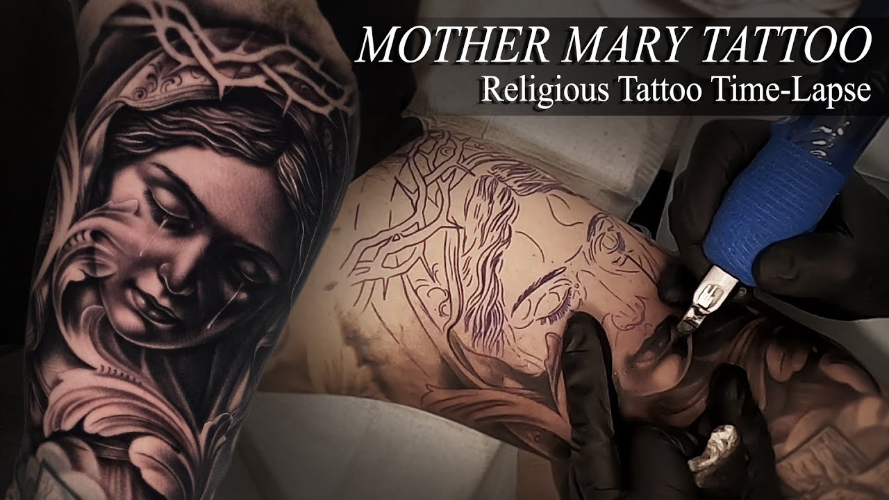 MOTHER MARY | Clean Smooth Black and Grey Tattoo