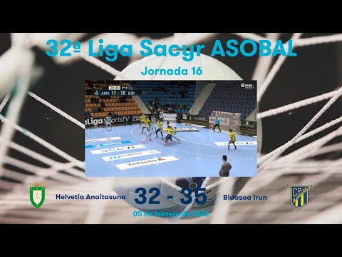 32ª Liga Sacyr ASOBAL J16: Helvetia Anaitausuna - Bidasoa Irun 32-35