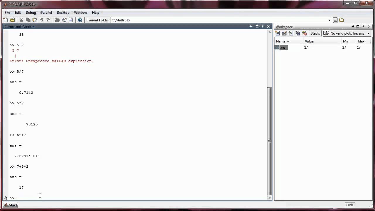 Getting Started with Matlab 02 - Basic Arithmetic