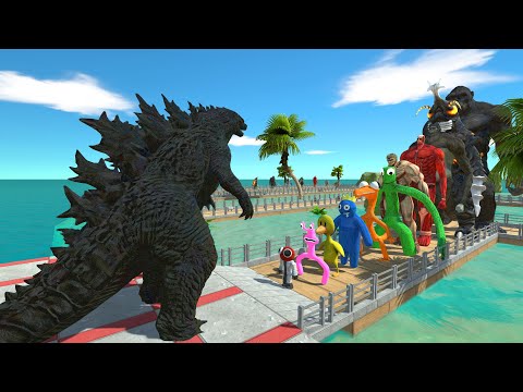 Godzilla Black vs Rainbow Friends OASIS DEATH RUN - Animal Revolt Battle Simulator