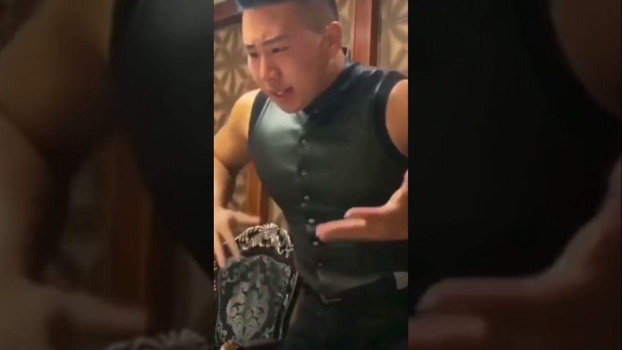 Asian guy drops his food and starts dancing meme