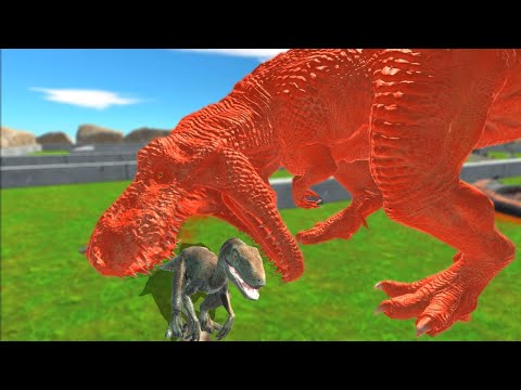 Red Dinosaurs T-rex Death Run - Animals Revolt Battle Simulator