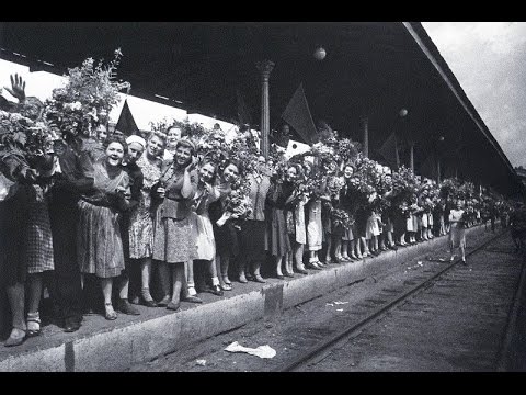 1945, Белорусский вокзал, "Первый поезд Победы прибыл в Москву", 10 мая, кинохроника  Победы