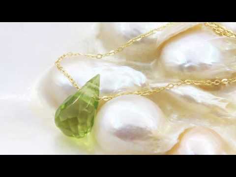 TELEIOS LUXE 18K GOLD PERIDOT BRIOLETTE SLITHER NECKLACE - TL0000177