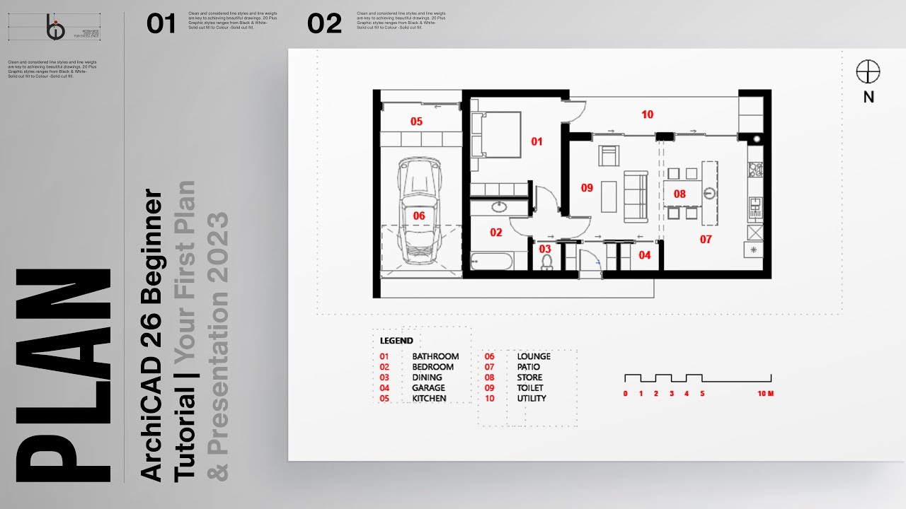 ArchiCAD 26 Beginner Tutorial | Your First Plan & Presentation 2023