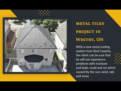 Black metal tile roof project in Whitby, Ontario, Canada. | Roof Experts