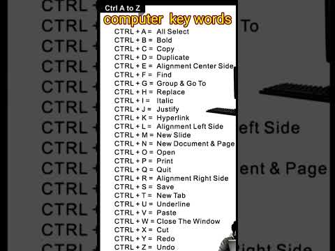 ctrl A to z shortcut keys| #computer#shorts