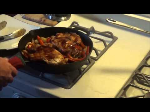 Coakleys BBQ Sauce Pork Chops with Peppers and Onions