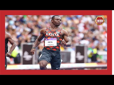 Kenya's Samwel Imeta qualifies for the 100m semi-final having finished 2nd in heat 9 in 10:12.