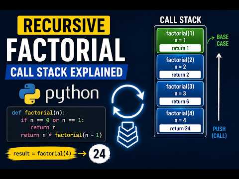 14 Recursion Explained Visually How Recursive Factorial Works Call Stack Tutorial Python