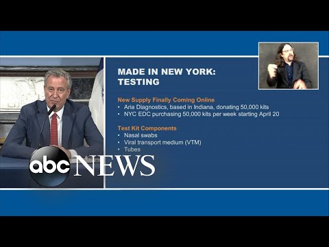 NYC Mayor Bill de Blasio announces increased production of coronavirus test kits