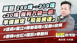 國巨 289塊319塊 +30塊 獲利入袋一趟!準備鎖定『飛黃騰達』!#達邁#盟立#雨都基隆#全新#欣興#惠特#台虹#國巨#華新科｜小武哥投資事務所｜陳武傑 (圖)