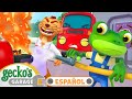 Fuego en el taller | Garaje de Gecko | Carros para niños | Vídeos educativos