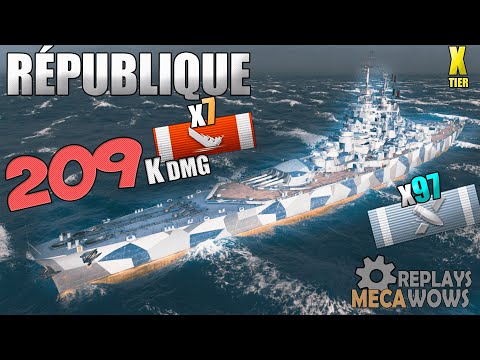 Fench Ship République 7 Kills 209K Damage | World of Warships