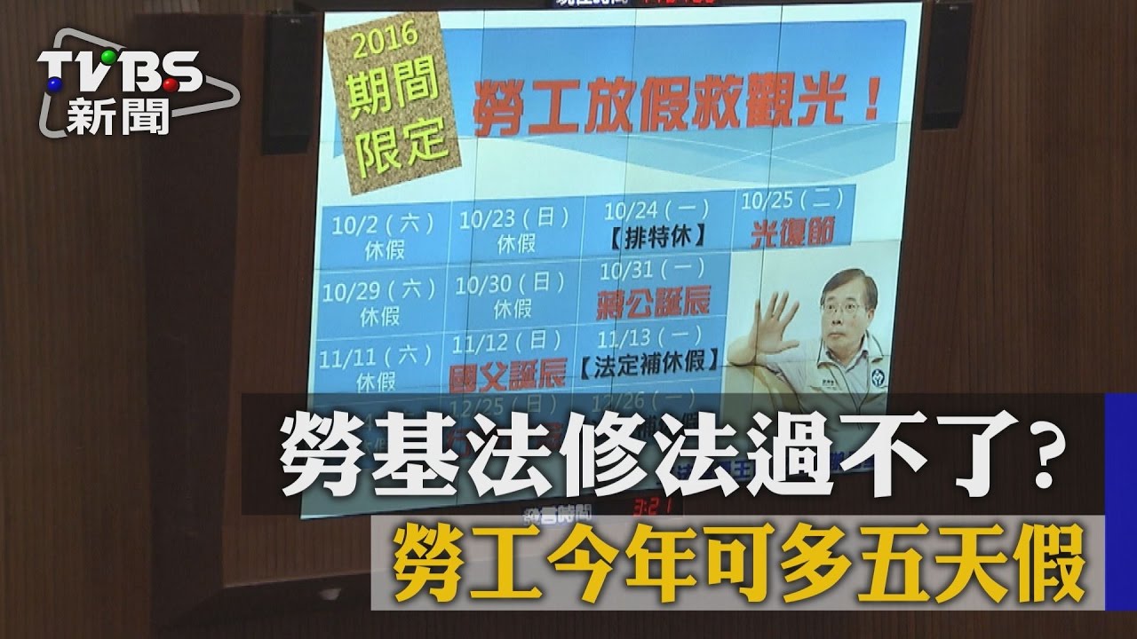 勞基法修法過不了? 勞工今年可多5天假