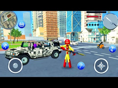 Spider Hero Stickman Driving Police Car - Big Open City Vegas Crime Simulator - Android GamePlay