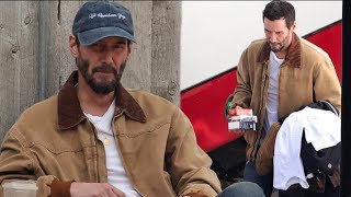 Keanu Reeves rocks work coat and jeans on the Malibu set of the upcoming Jonah Hill-directed film