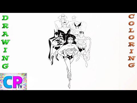 Justice League Coloring Pages,Superheroes Drawing and Coloring,Batman,Green Lantern,Flash...Drawing