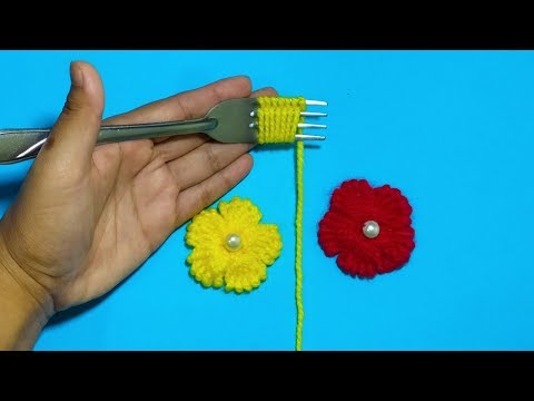FLORES CON UN TENEDOR (TRUCO FÁCIL) #3/ Embroidery Amazing , Easy Flower Embroidery Trick with Fork