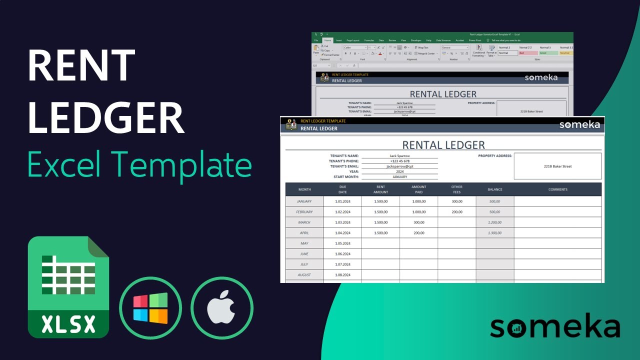 Rent Ledger Excel Template | Landlord's Rent Payment Tracker